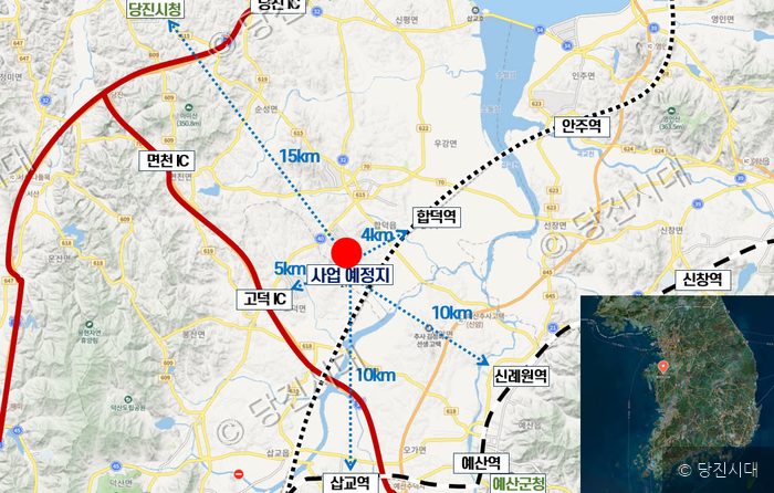 해양인재개발원 사업 예정지의 위치를 나타내는 지도이다.