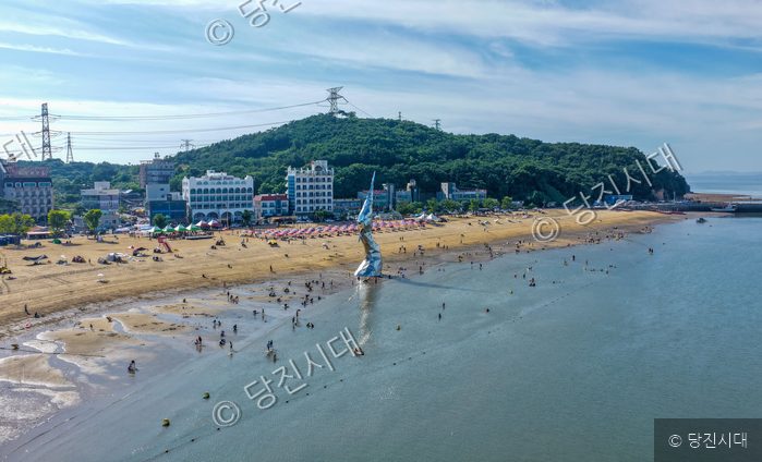 여름철을 맞아 피서객들이 왜목마을 해수욕장을 찾았다.