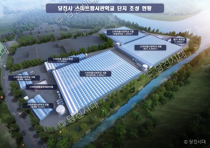 당진시 스마트팜관학교 단지 조성 조감도가 보이고 있다.